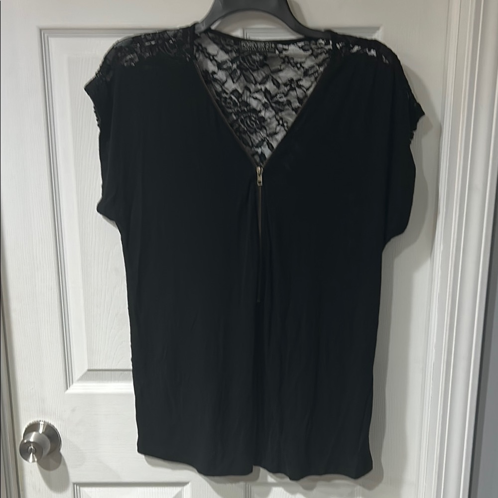 Forever 21 Black Lace Relaxed Blouse